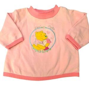 Disney Winnie The Pooh & Piglet Vintage Pink Embroidered Sweatshirt Sz 12 Months